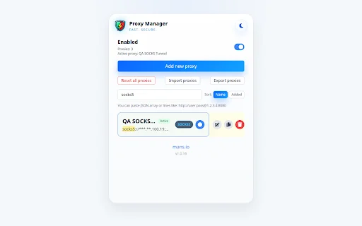 ดาวน์โหลด Proxy Manager – จัดการพร็อกซีบนเบราว์เซอร์ได้ง่ายและรวดเร็ว - Screenshot 4