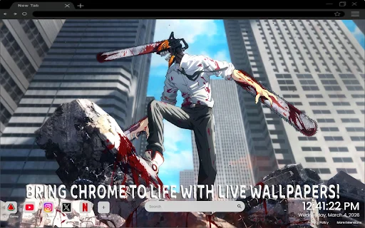 ดาวน์โหลด Chainsaw Man Live Wallpaper ฟรี – เปลี่ยนแท็บ Chrome ของคุณ - Screenshot 2