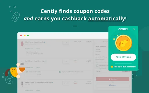 ดาวน์โหลด Cently ล่าสุด – คูปองส่วนลดและเงินคืนอัตโนมัติ ฟรี! - Screenshot 1