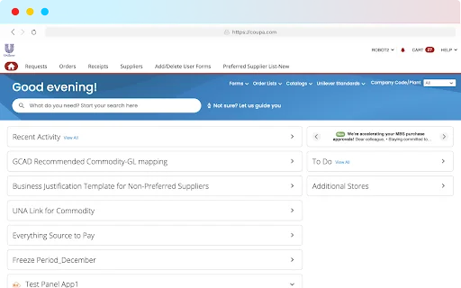 ดาวน์โหลด Unilever Coupa Assistant ล่าสุด – เพิ่มประสิทธิภาพการทำงานฟรี - Screenshot 1