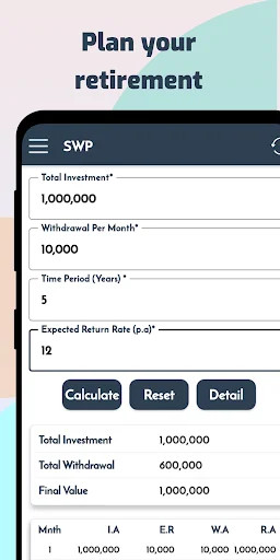 ดาวน์โหลด SWP Calc ล่าสุด – วางแผนเกษียณอัจฉริยะ ฟรี - Screenshot 2
