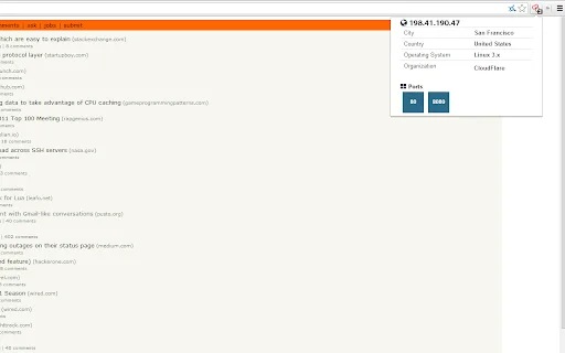 ดาวน์โหลด Shodan ส่วนขยาย Chrome – ตรวจสอบข้อมูลเว็บไซต์และพอร์ตฟรี - Screenshot 1