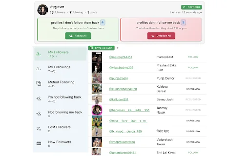 ดาวน์โหลด Unfollower Tracker for IG ล่าสุด – เช็คคนเลิกติดตามฟรี - Screenshot 1