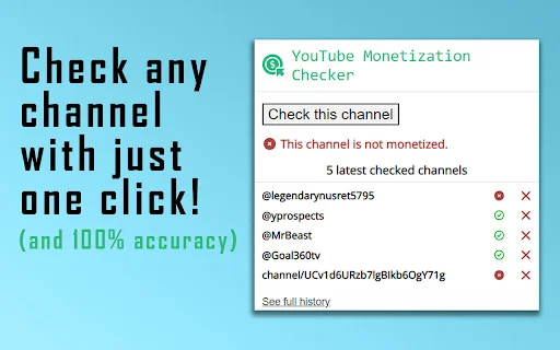 Check Monetization: ตรวจสอบสถานะ YouTube ง่ายๆ ในคลิกเดียว - Screenshot 2
