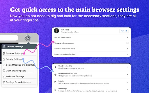Settings for Chrome – เข้าถึงการตั้งค่าเบราว์เซอร์ได้รวดเร็วเพียงคลิกเดียว - Screenshot 1