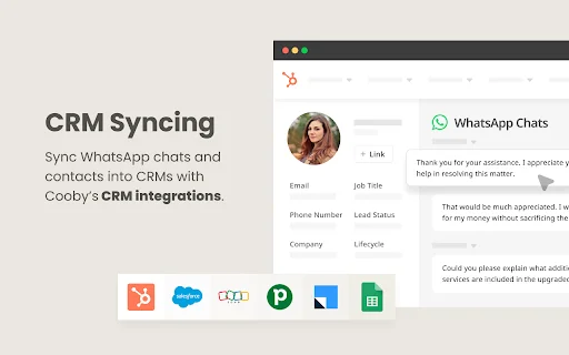 Cooby: ส่วนขยาย WhatsApp ที่ดีที่สุดสำหรับธุรกิจ เชื่อมต่อ HubSpot ง่ายๆ - Screenshot 1